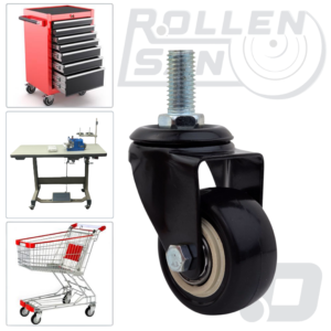 Roulette Pivotante Noir Tige M12 Sans Frein 50mm Rollensan .com (1)