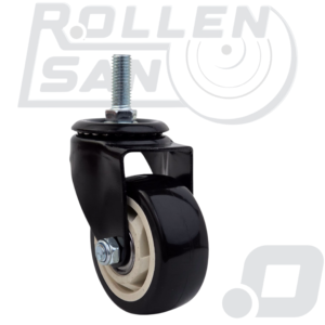 Roulette Pivotante Noir Tige M12 Sans Frein 75mm
