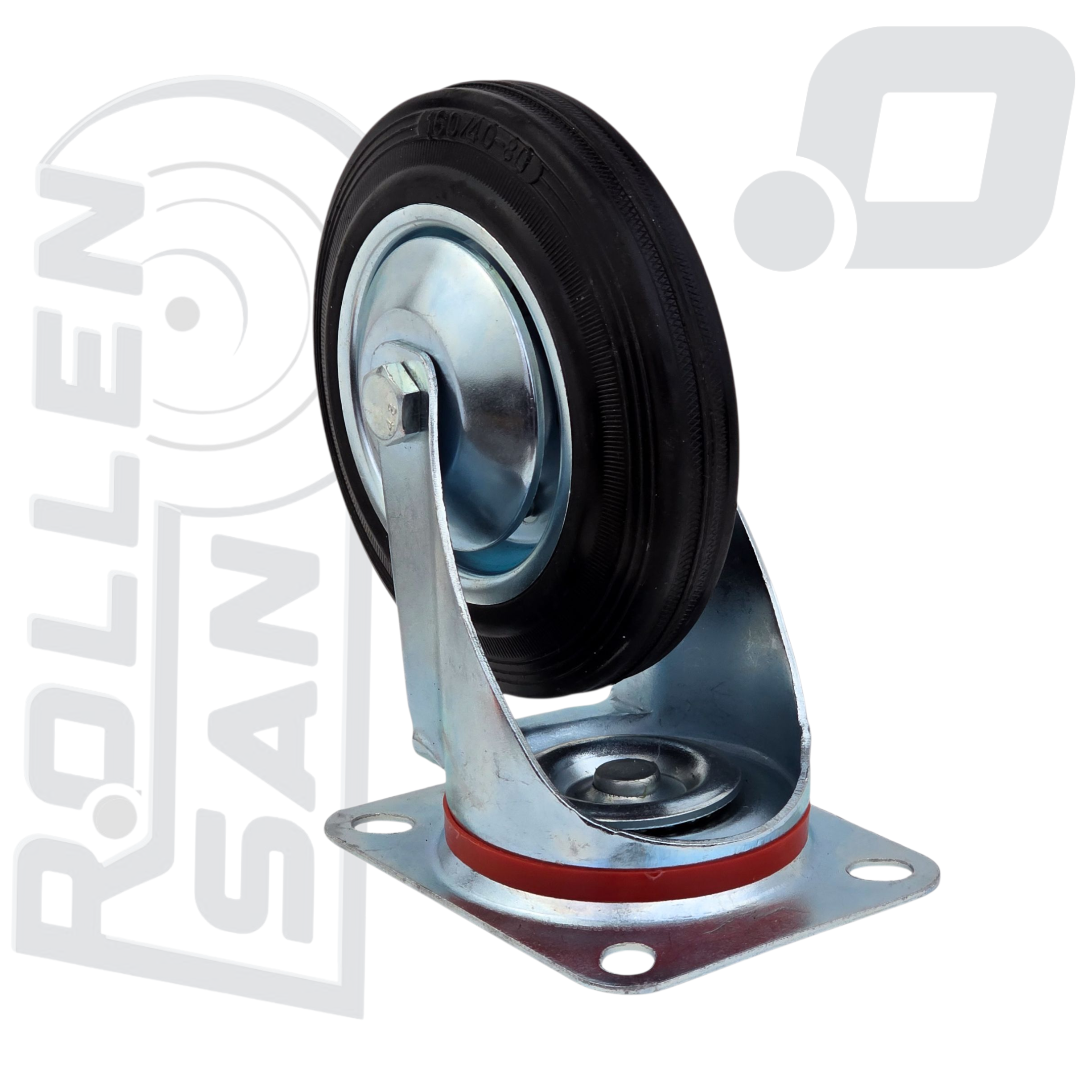 Roulette Pivotante Caoutchouc Sans Frein 160mm – Image 2