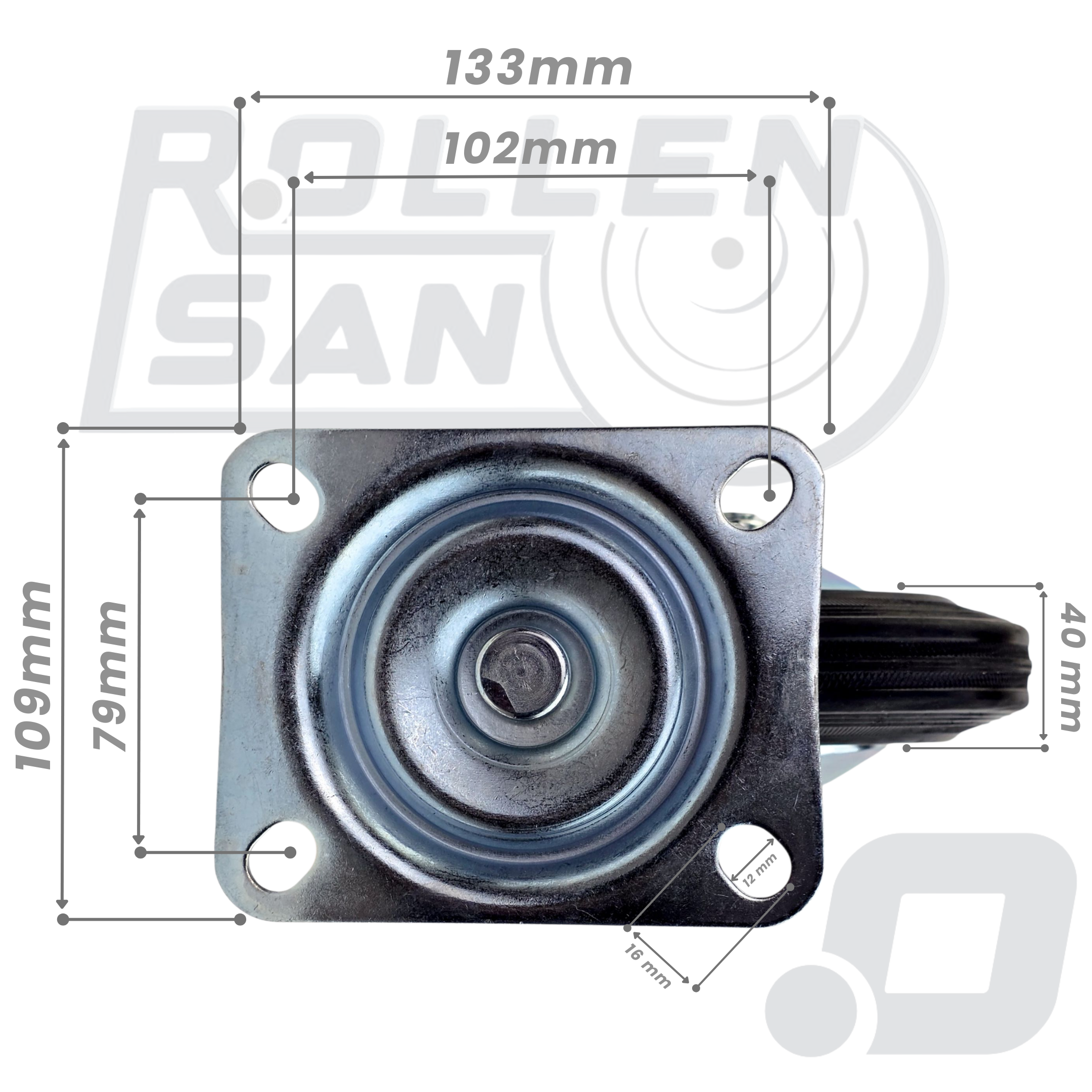 Roulette Pivotante Caoutchouc Sans Frein 160mm – Image 4